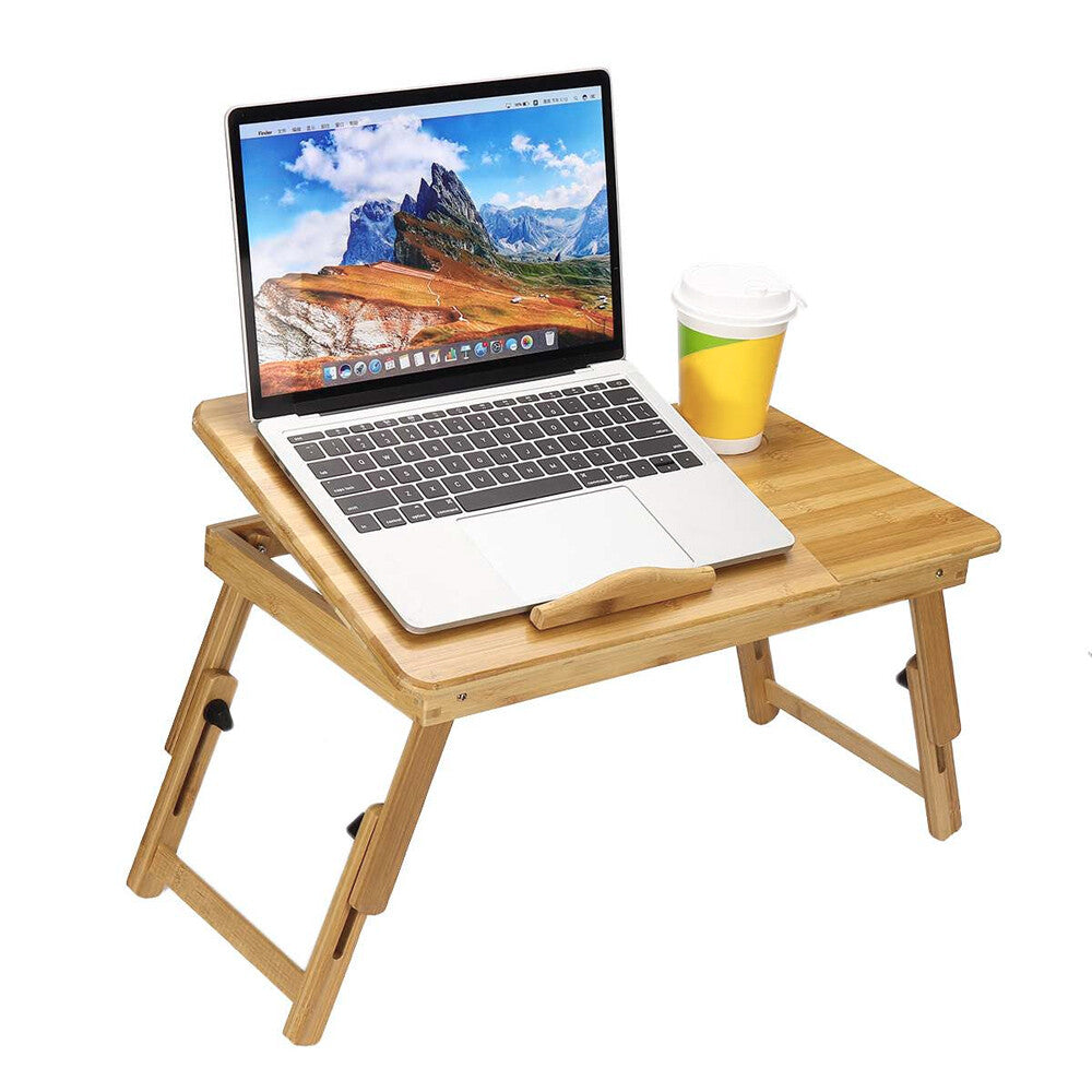 Bambus Betttisch (50x30 cm) – Ergonomischer Laptop-Tisch mit Belüftung & praktischer Schublade