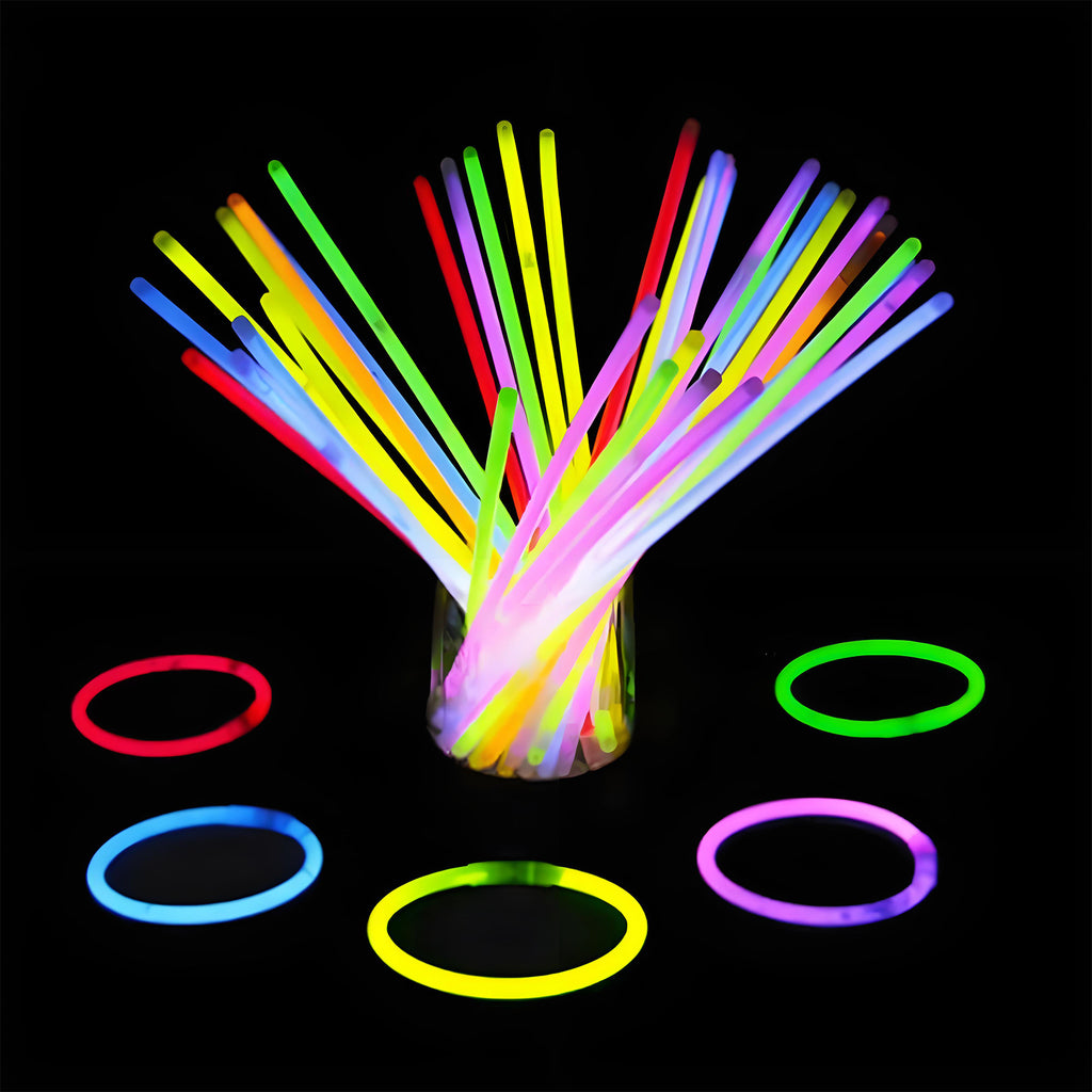 300er XXL Knicklichter Party-Set – Ultrahelle Glow Sticks inkl. Verbinder für Armbänder & Neon-Deko