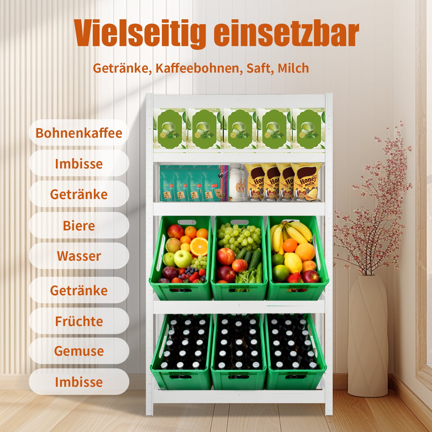 Getränkekistenregal „Bodensee“ für 6 Kisten – Stabiler Kistenständer mit 3 Ebenen (Platzsparend & Robust)