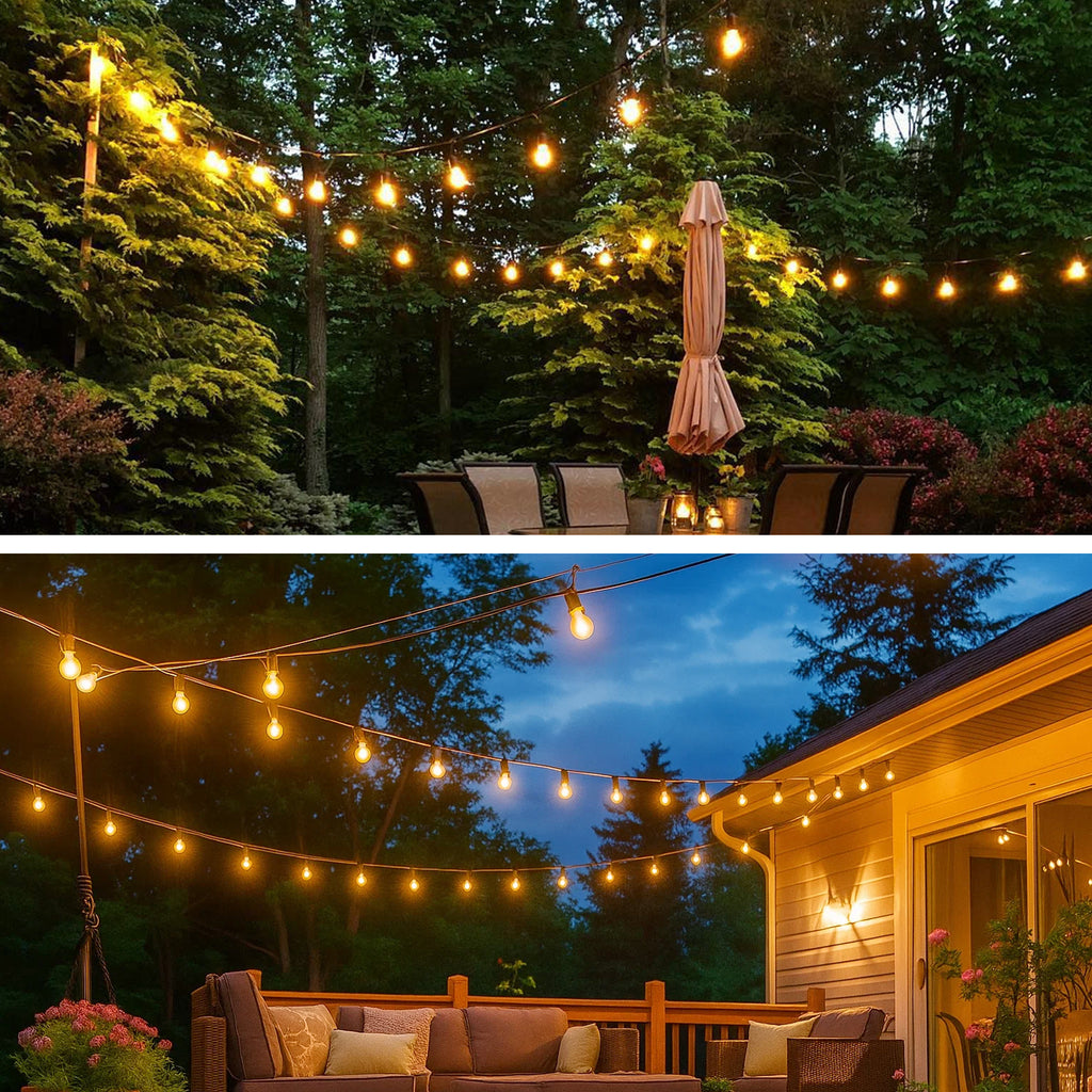 G40 Premium LED Außen-Lichterkette – Dimmbar mit Fernbedienung, Timer & IP44 Wetterschutz (Warmweiß)