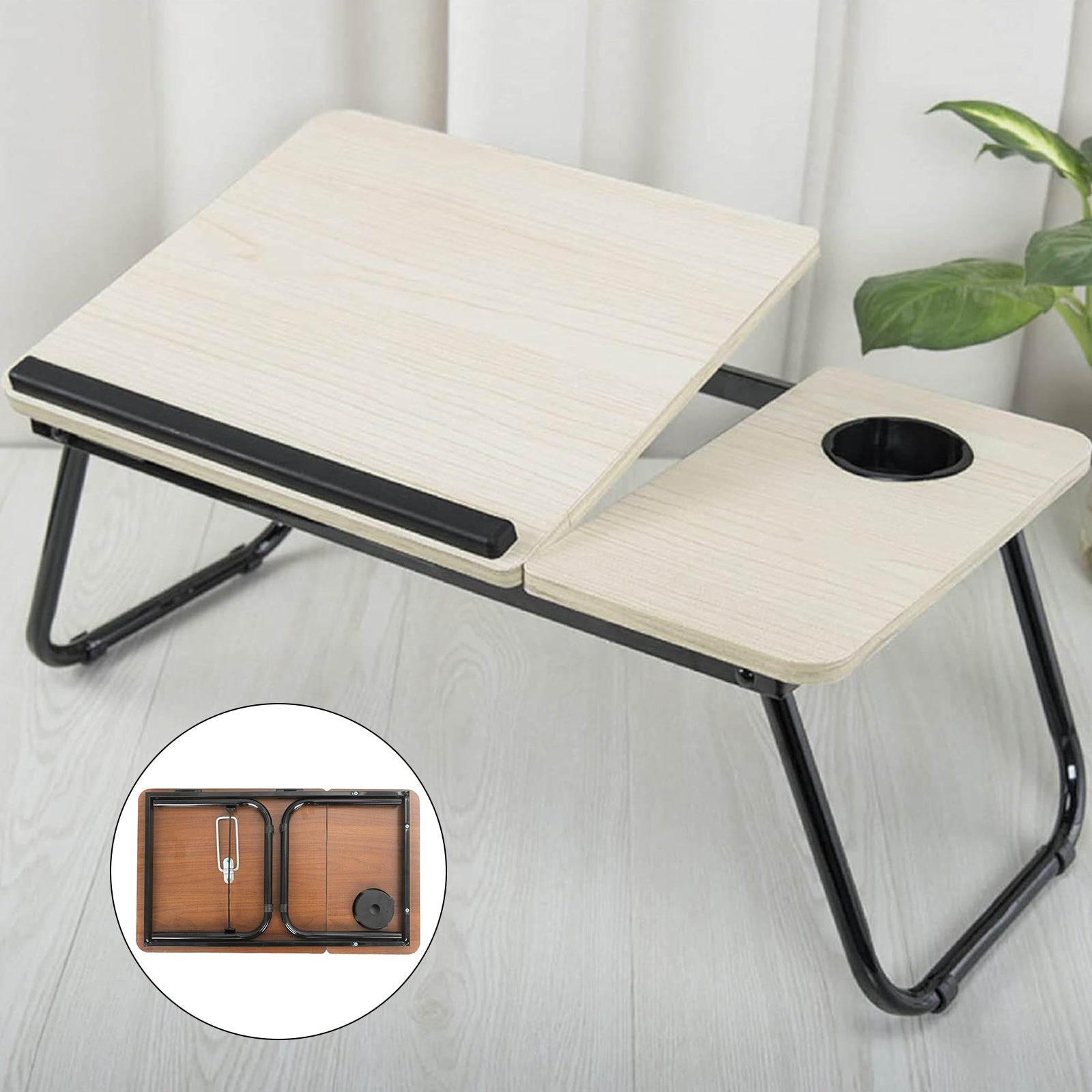 XXL Falt-Laptoptisch für Bett & Sofa (55x32 cm) – Stabiler Betttisch mit Getränkehalter & Klappfunktion