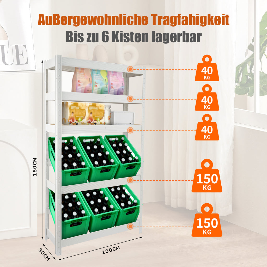 Getränkekistenregal „Bodensee“ für 6 Kisten – Stabiler Kistenständer mit 3 Ebenen (Platzsparend & Robust)