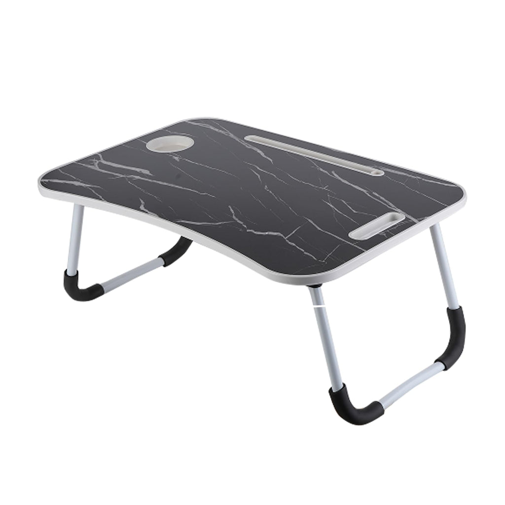 XXL Laptoptisch „Black Marble“ (60x40 cm) – Edler Betttisch mit Marmor-Dekor, Tablet-Halter & Becherhalter