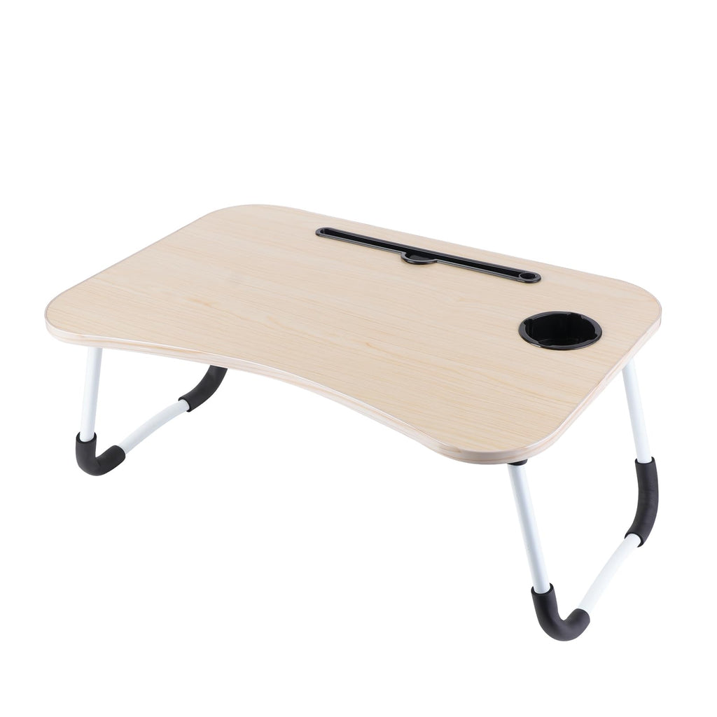 XXL Laptoptisch „Ahorn-Edition“ (60x40 cm) – Faltbarer Betttisch mit Tablet-Slot & Becherhalter (Ergonomisch & Stabil)