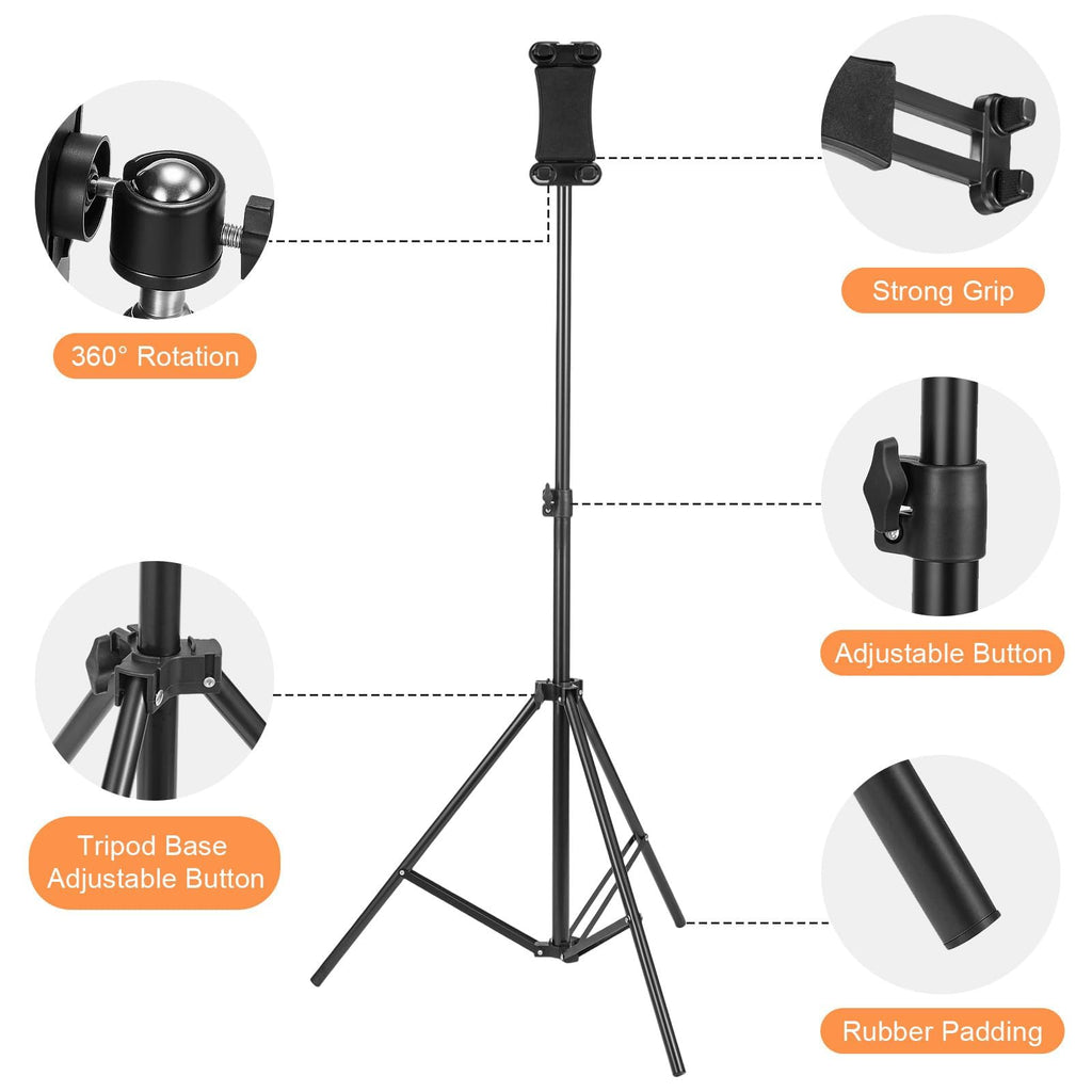 Profi Tablet-Bodenständer „FlexView“ (71–110 cm) – 360° Drehbare Halterung für Tablets & Smartphones (4,7–13,5 Zoll)