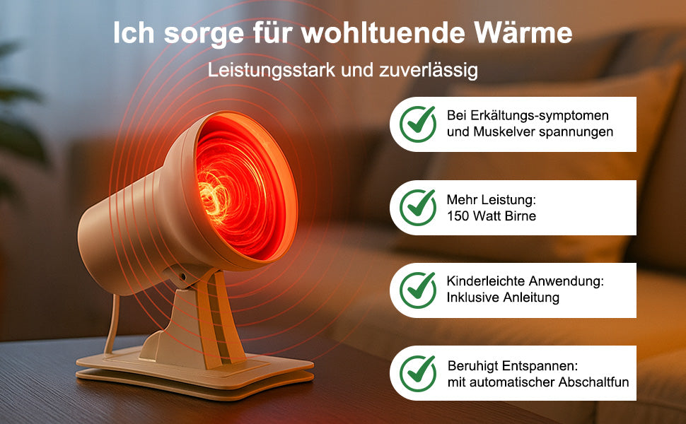 Profi Rotlichtlampe (150W) mit Timer & Dimmer – Infrarot-Wärmelampe zur Entspannung & gezielten Wärmeanwendung