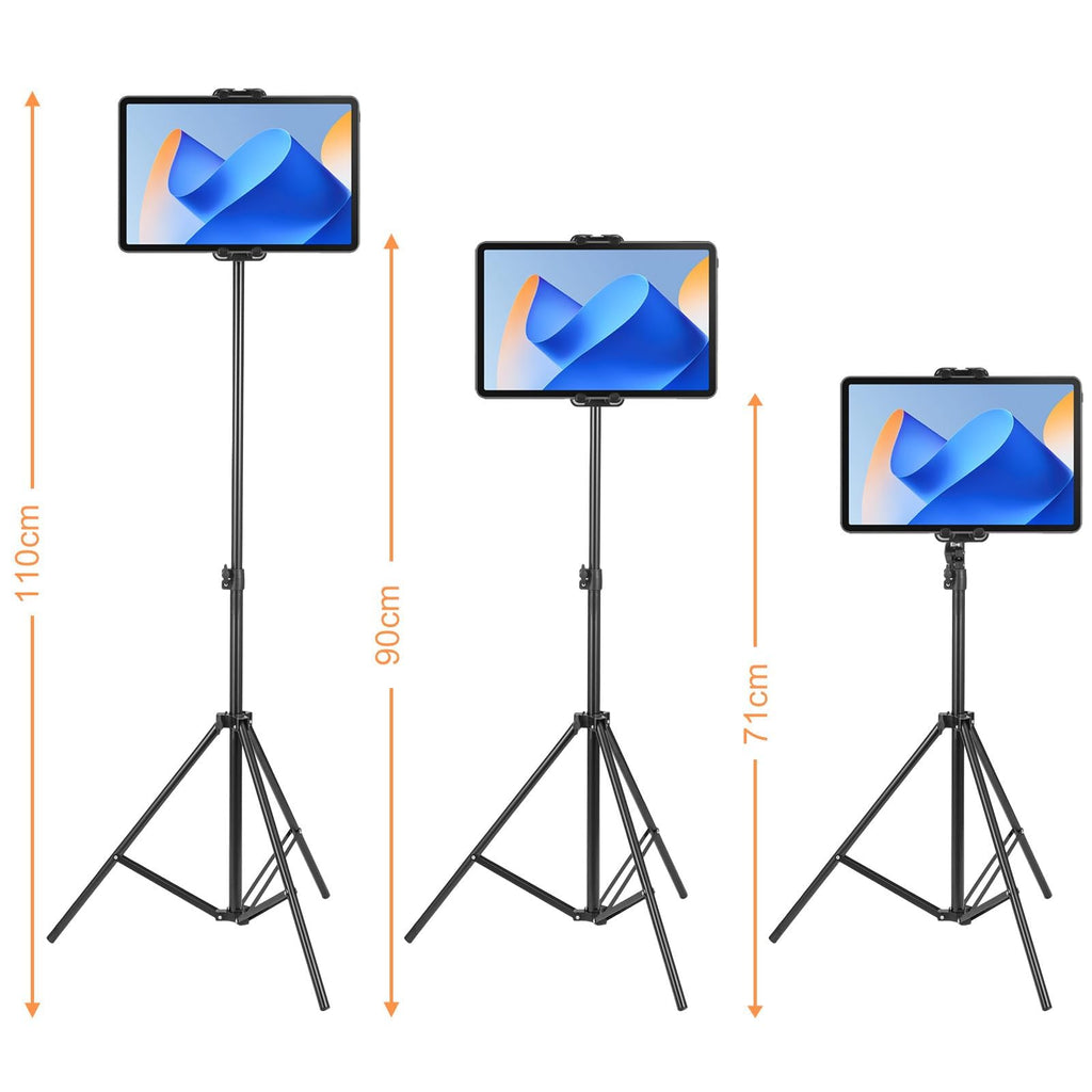 Profi Tablet-Bodenständer „FlexView“ (71–110 cm) – 360° Drehbare Halterung für Tablets & Smartphones (4,7–13,5 Zoll)