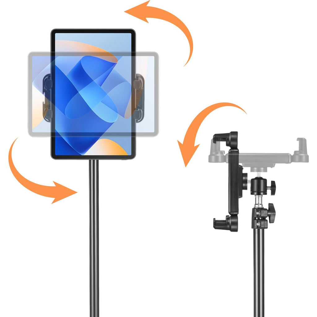 Profi Tablet-Bodenständer „FlexView“ (71–110 cm) – 360° Drehbare Halterung für Tablets & Smartphones (4,7–13,5 Zoll)