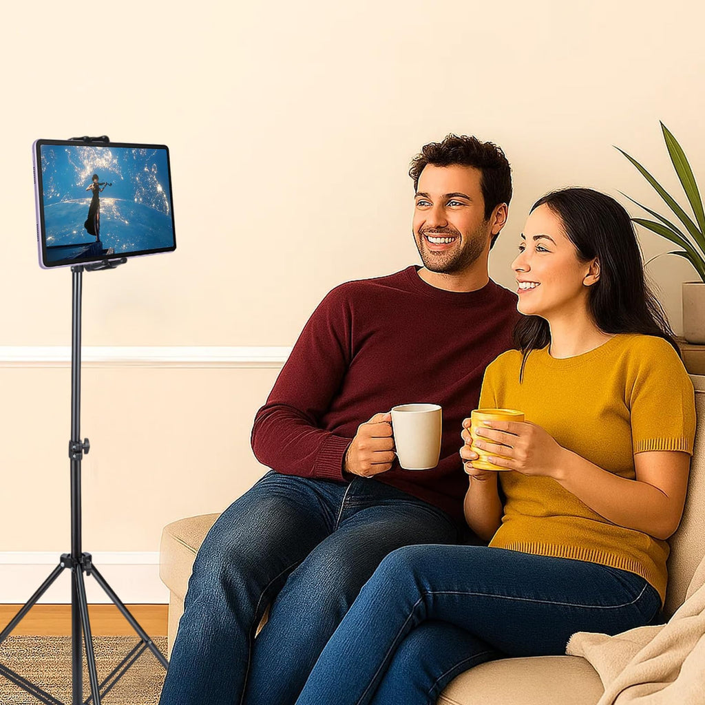 Profi Tablet-Bodenständer „FlexView“ (71–110 cm) – 360° Drehbare Halterung für Tablets & Smartphones (4,7–13,5 Zoll)