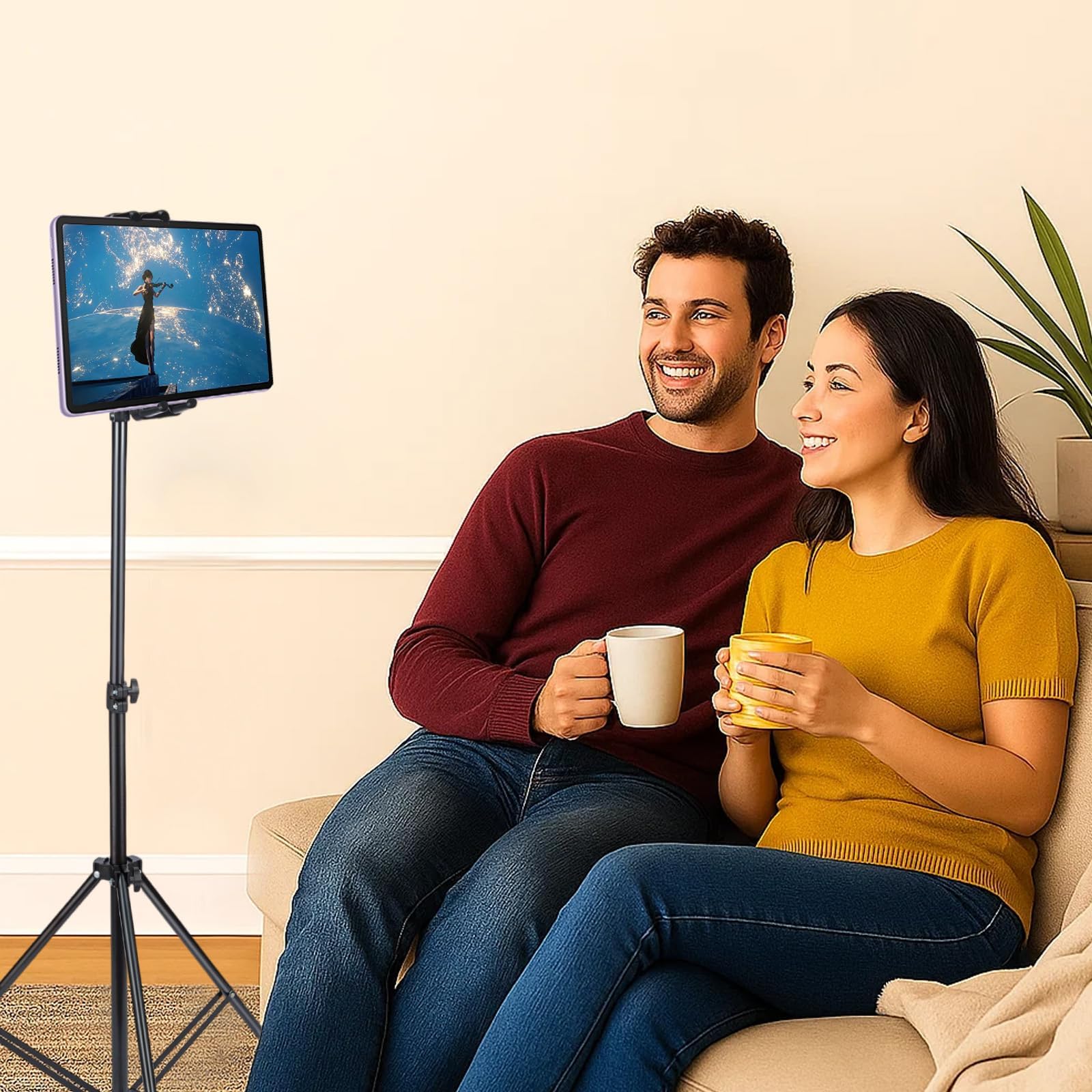 Profi Tablet-Bodenständer „FlexView“ (71–110 cm) – 360° Drehbare Halterung für Tablets & Smartphones (4,7–13,5 Zoll)